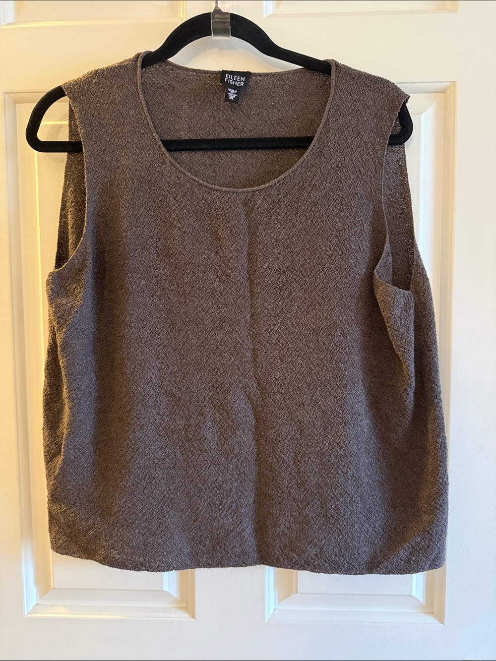 EILEEN FISHER Taupe Textured Sleeveless Knit Tank